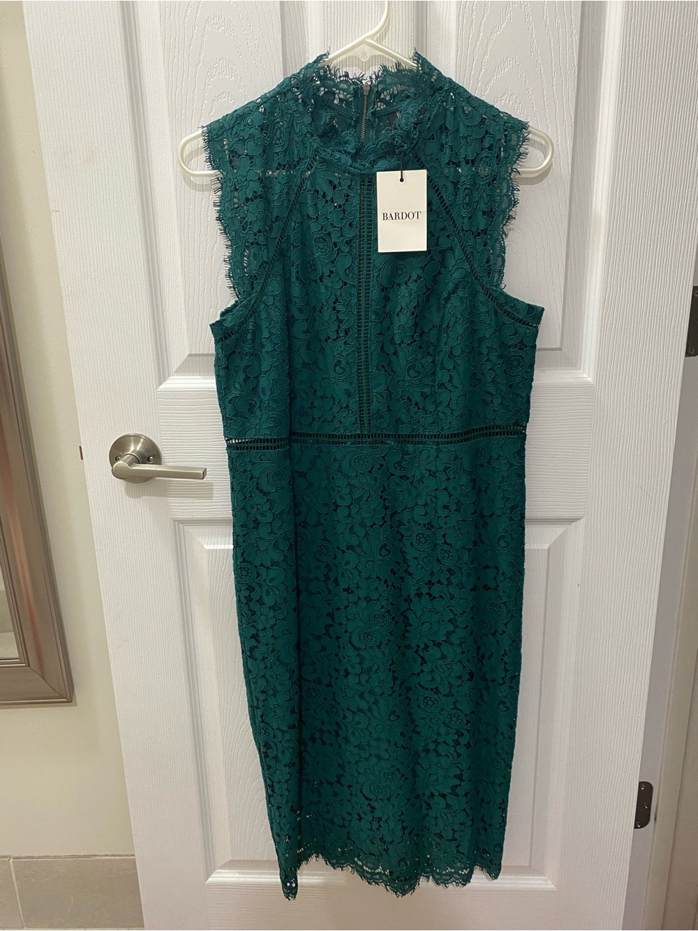 Bardot Teal Lace Midi Dress
